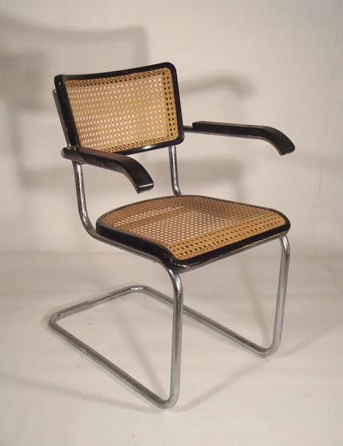 Cesca Rattan/Metal Arm Dining Chair - Black