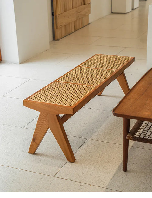 Largo Rattan ottoman bench - Natural Brown