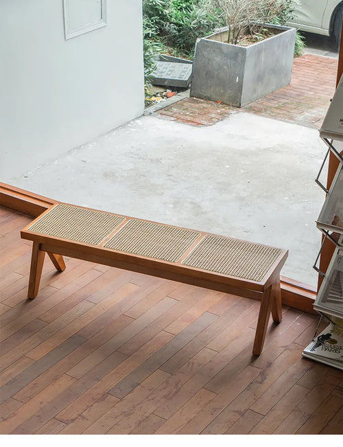 Largo Rattan ottoman bench - Natural Brown