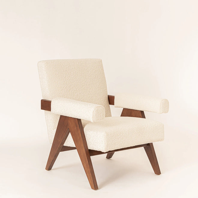 Phoebe Bouclé Easy Lounge Chair with Arms