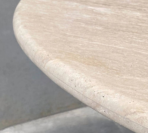 Luna Natural Round Travertine Dining Table - Beige