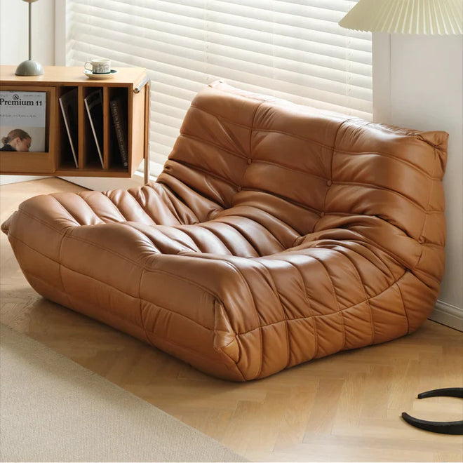 Lucius L-Shaped 2-seater Sofa - Leather Orange