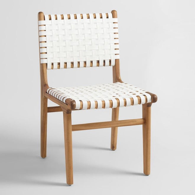 Jannali woven Leather dining Chair - White