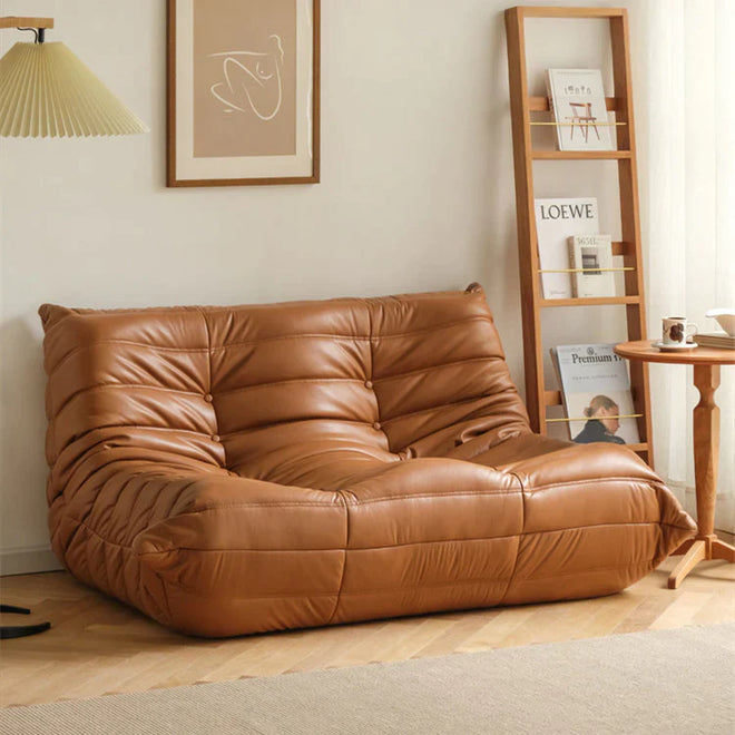 Lucius L-Shaped 2-seater Sofa - Leather Orange