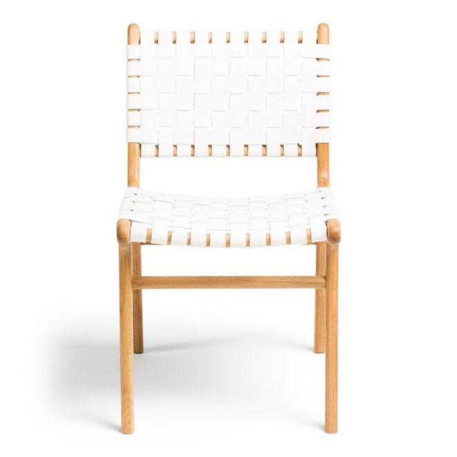 Jannali woven Leather dining Chair - White