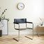 Kirra Leather Dining Chair in dark blue with stainless steel frame.