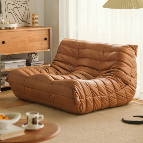 Lucius L-Shaped 2-seater Sofa - Leather Orange